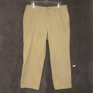 LANDS' END Chino Pants Men's Sz 38 x 28 Traditional Fit Tan Flat Front Classic